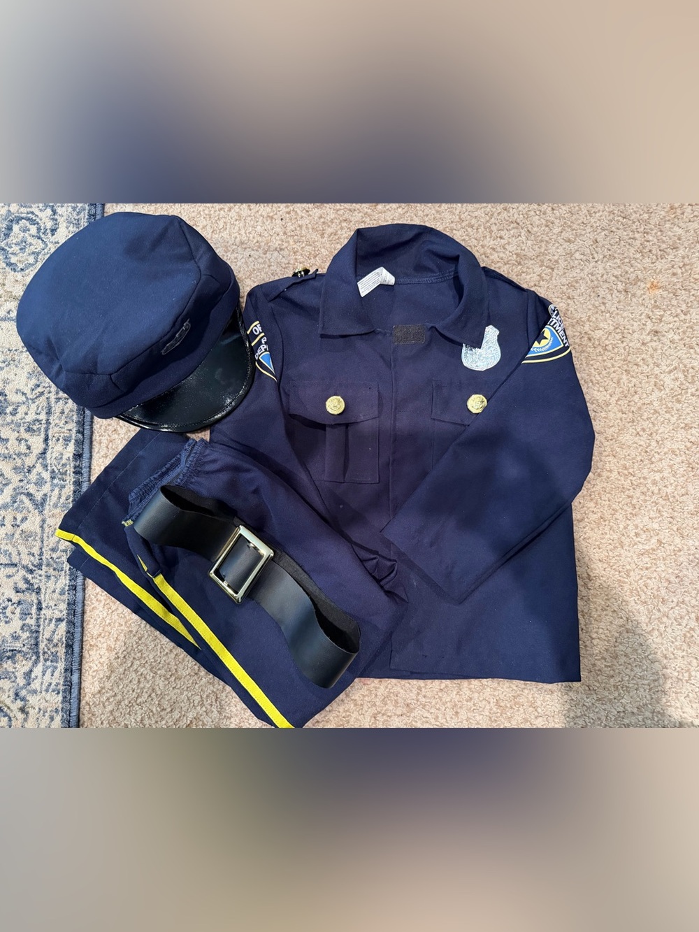 Children's Navy Police Costume Set with Gold Buttons